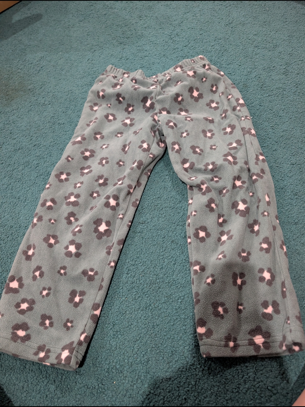 Carter's Gray Fleece Pajama Pants with Pink Floral Spots Size 6